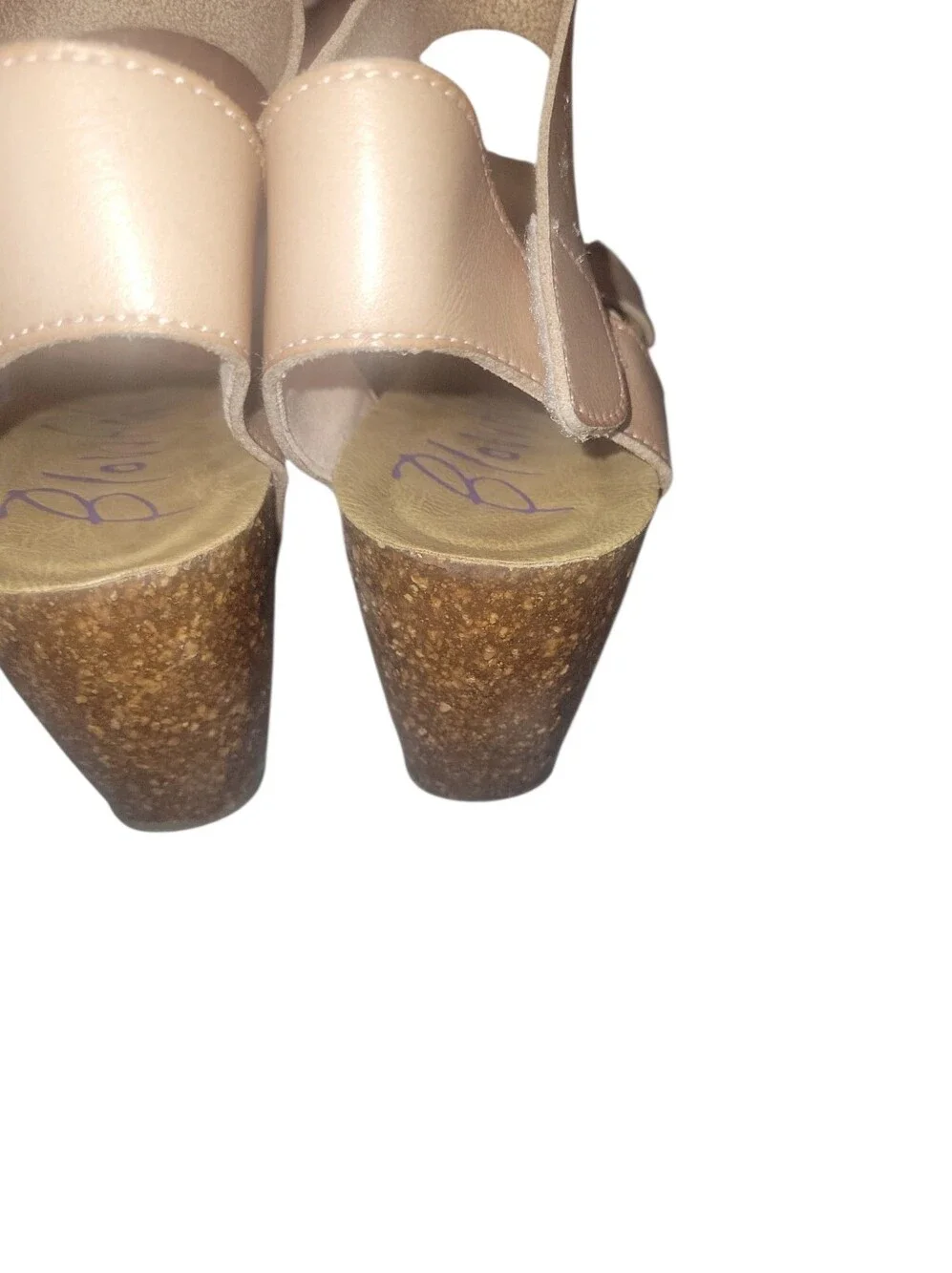 Blowfish Malibu Hapuku Nude Colored Crisscross Cor Leather Wedge Cork Sandals